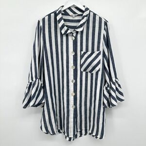 John Mark Tunic Top Shirt Size XL Lagenlook 100% Linen Beachy Coastal Resort‎